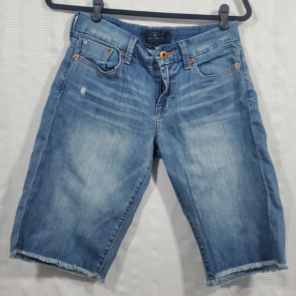 LUCKY BRAND Boardwalk Bermuda Cut-off Jean Shorts Size 6/28